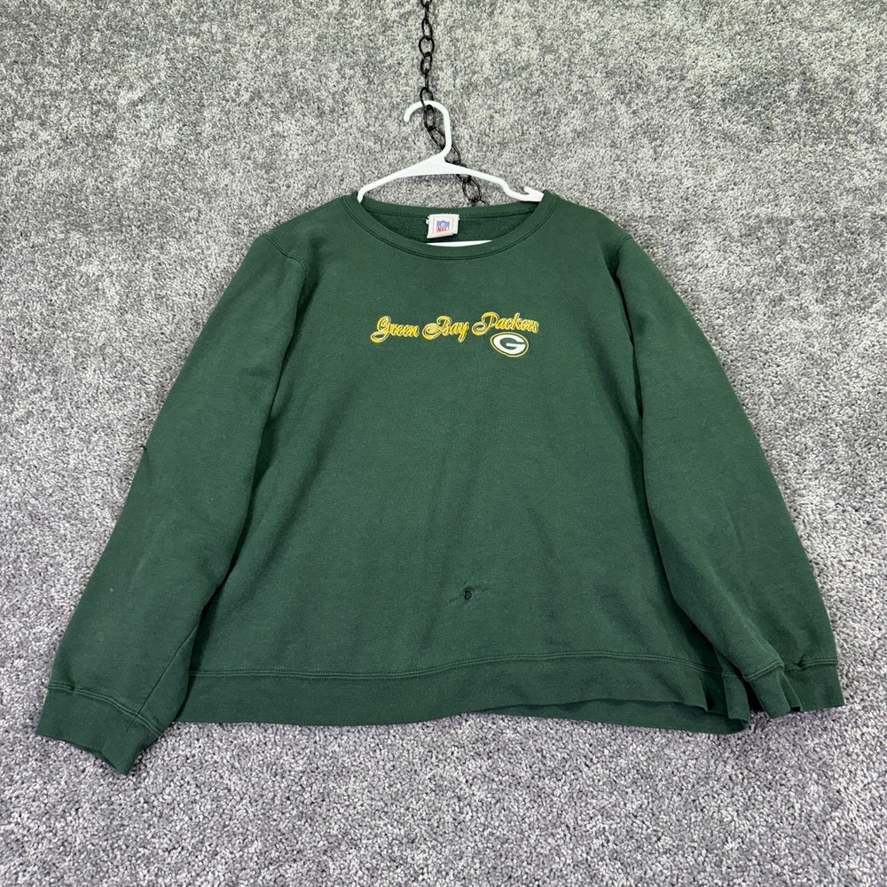Green Bay Packers Sweatshirt Womens 1X Green NFL Football NFL For Her Logo